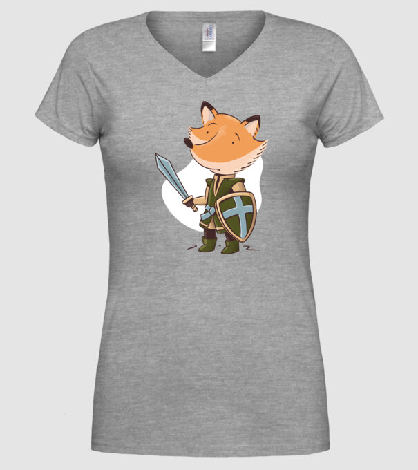 Vulpe Cavaler model gri pe tricou