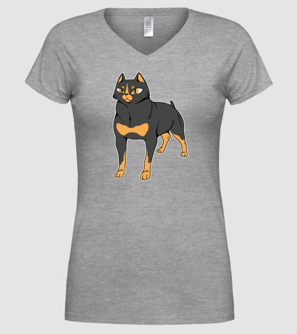 Rottweiler pisică model gri pe tricou