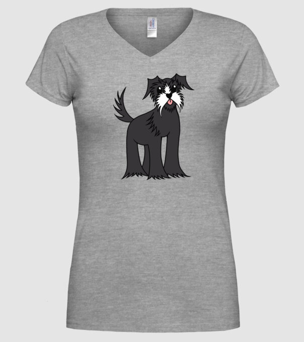 Desen Schnauzer model gri pe tricou