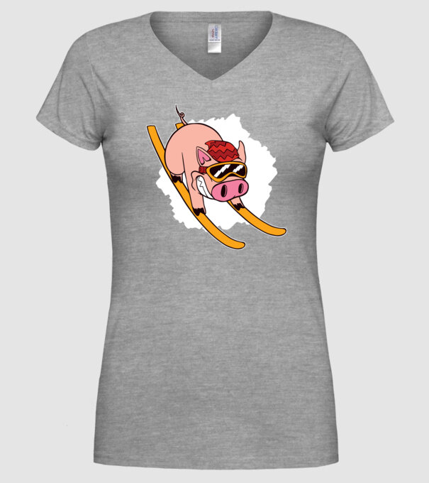 Porcușor schior model gri pe tricou