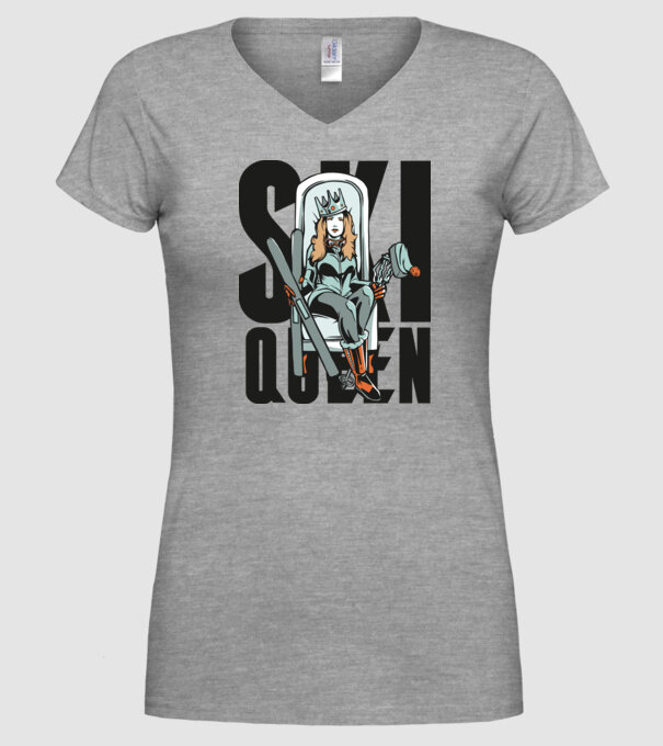 Ski Queen - Regină schioară model gri pe tricou