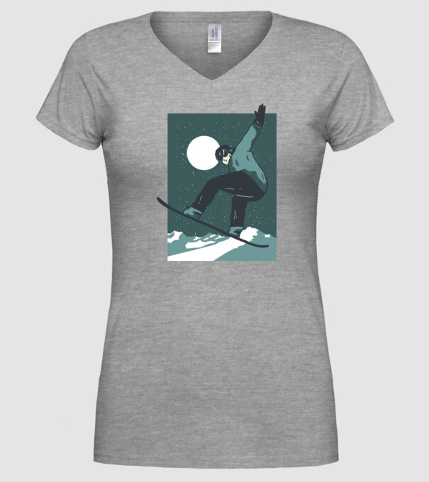 Săritură Snowboard model gri pe tricou
