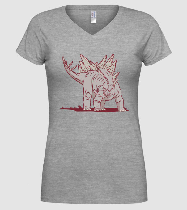 Stegosaurus dinozaur model gri pe tricou