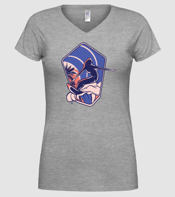 Surf ilustrare model gri pe tricou