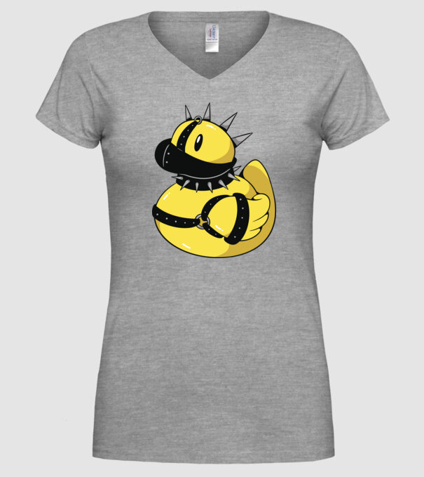 Rățușcă de cauciuc sadistă model gri pe tricou