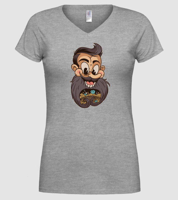 Comoară barbă model gri pe tricou