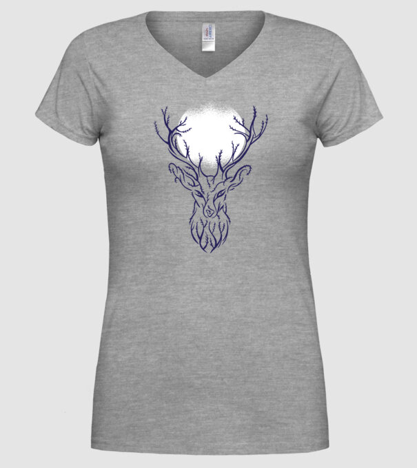 Siluetă cerb model gri pe tricou