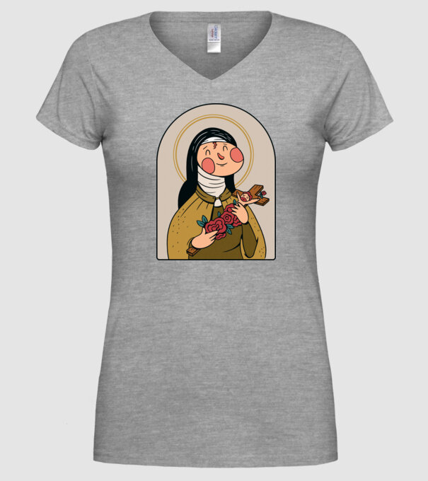 Sfânta Tereza model gri pe tricou