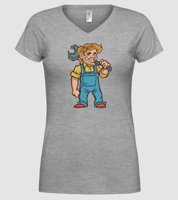 Instalator model gri pe tricou