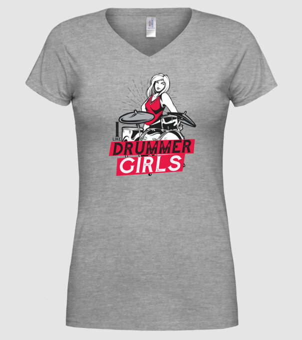 Îmi plac fetele bateriste model gri pe tricou