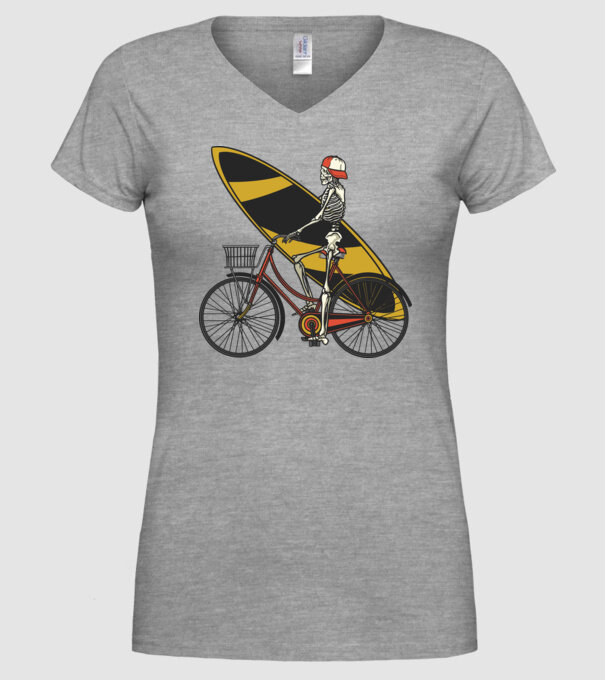 Schelet surfer model gri pe tricou