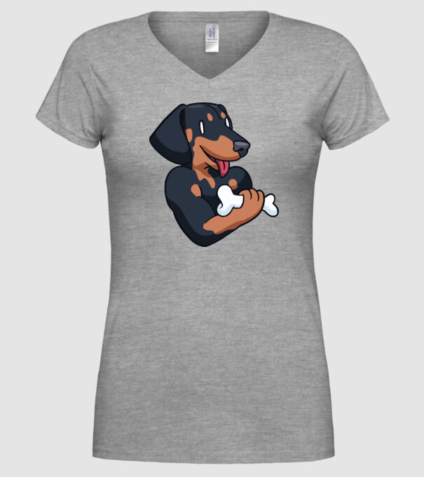 Antrenament Teckel model gri pe tricou