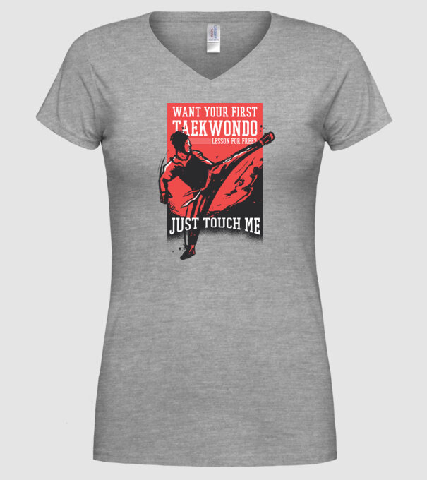 Lecție de Taekwondo model gri pe tricou
