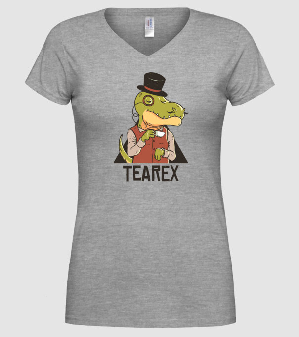Tea Rex dinozaur cu ceai model gri pe tricou