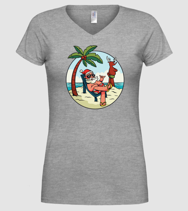Moș Crăciun în vacanță de vară model gri pe tricou