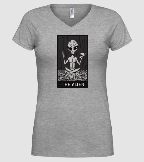Extraterestru - Carte de tarot model gri pe tricou