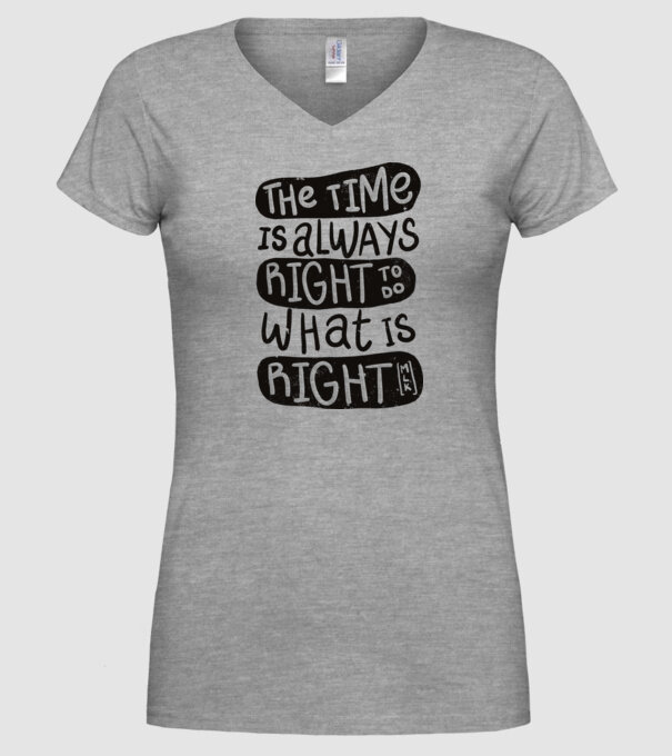 The time is always right model gri pe tricou