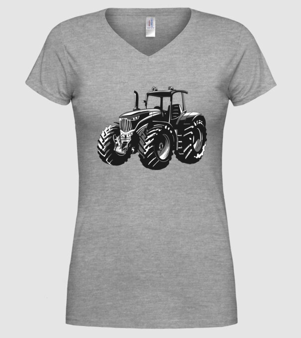 Tractor model gri pe tricou