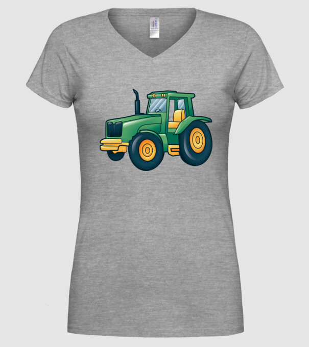 Desen Tractor model gri pe tricou
