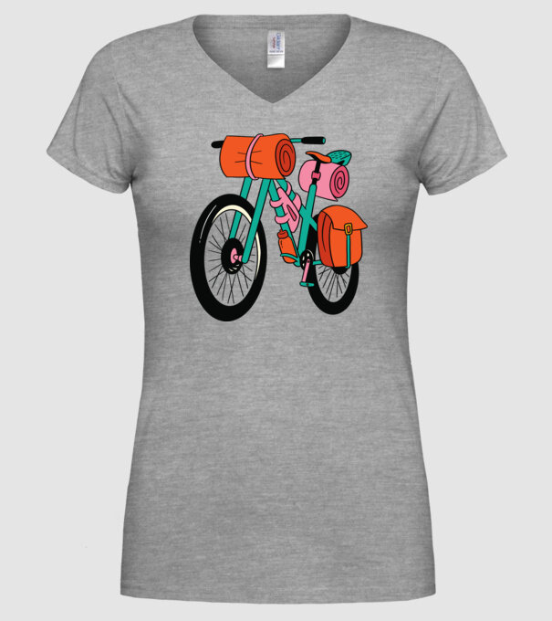 Bicicletă Drumeție model gri pe tricou