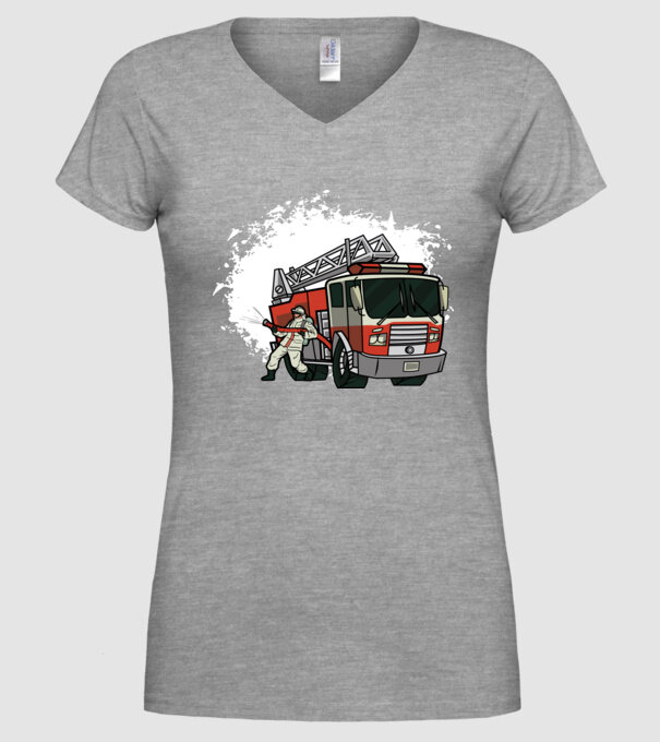 Pompier în acțiune model gri pe tricou
