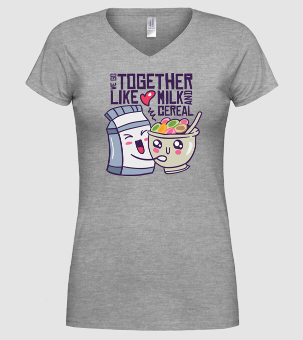 Mergem împreună ca laptele și cerealele model gri pe tricou