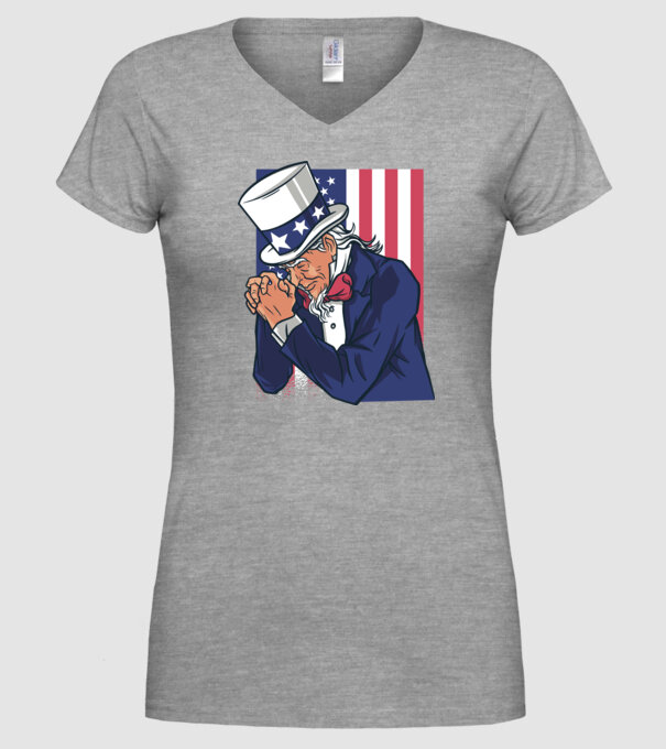 Uncle Sam se roagă model gri pe tricou