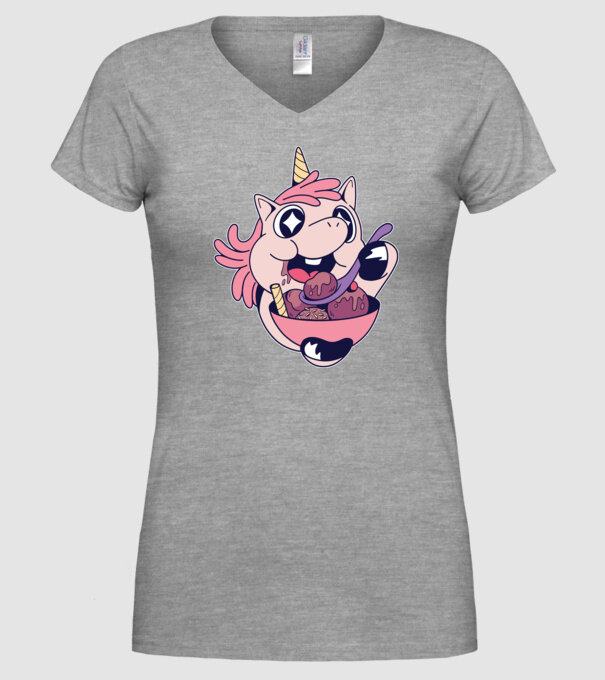 Unicorn Înghețată model gri pe tricou
