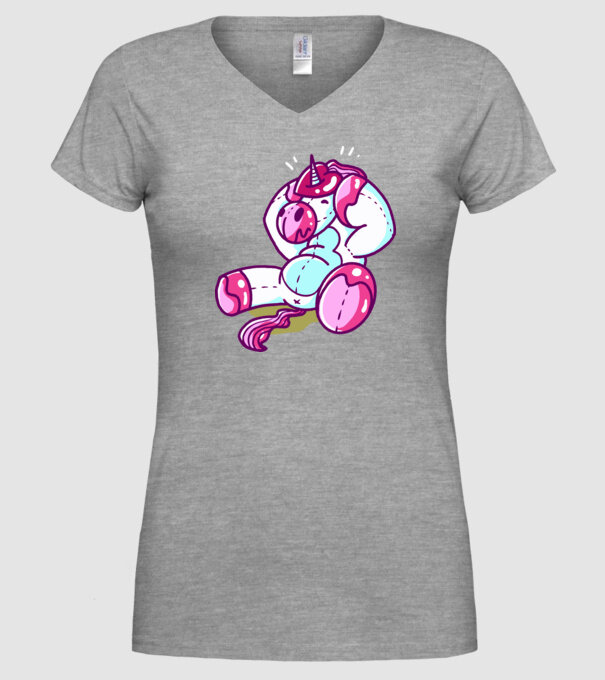Unicorn cu inimă încornorată model gri pe tricou