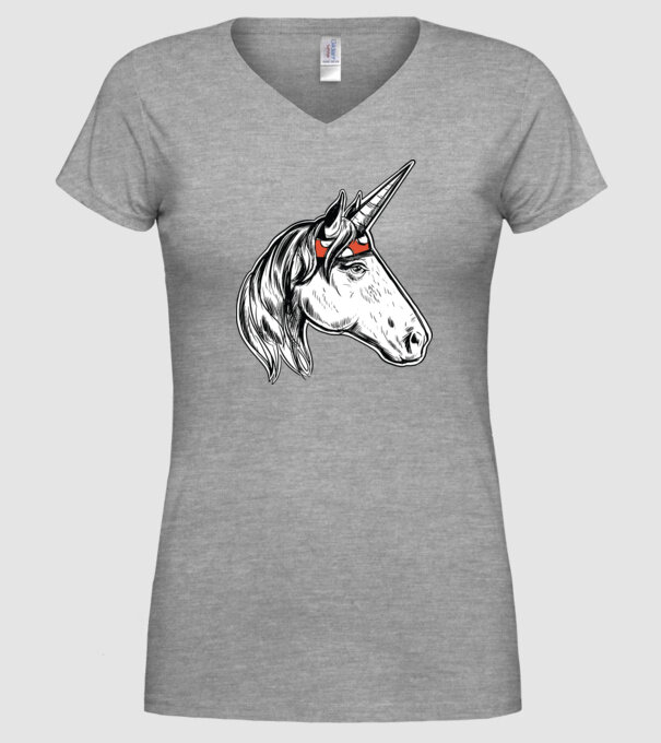 Cal Unicorn model gri pe tricou