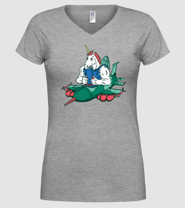 Unicorn Avion de vânătoare model gri pe tricou