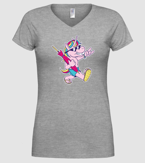 Unicorn În vacanță model gri pe tricou