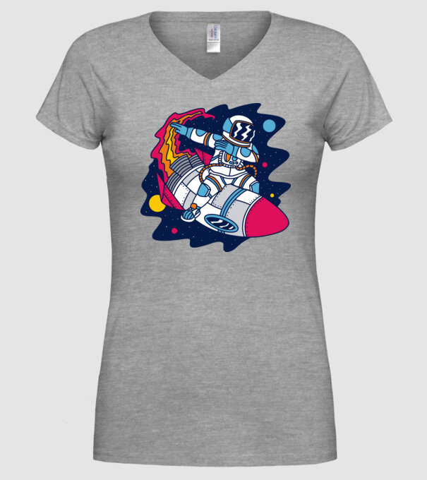 Astronaut DAB model gri pe tricou