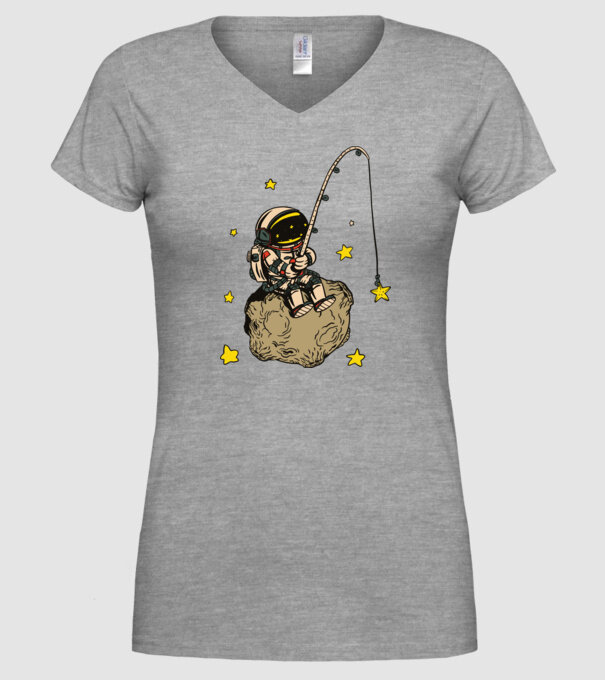 Pescar Astronaut model gri pe tricou