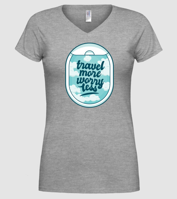 Călătorește mai mult, fă-ți mai puține griji model gri pe tricou