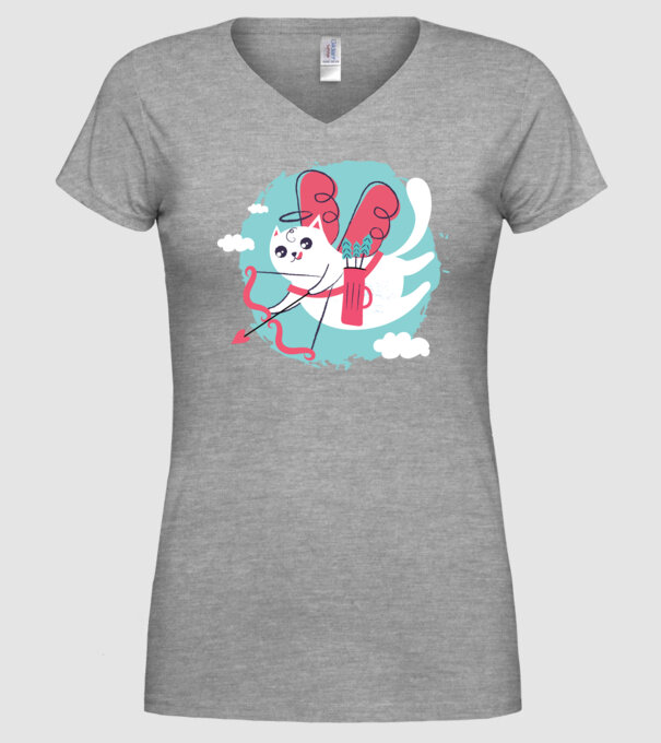 Pisică Valentin model gri pe tricou