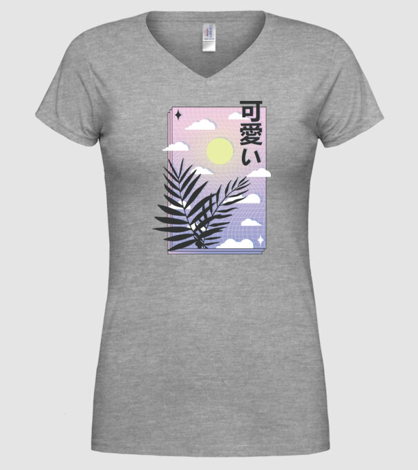 Vaporwave Val model gri pe tricou