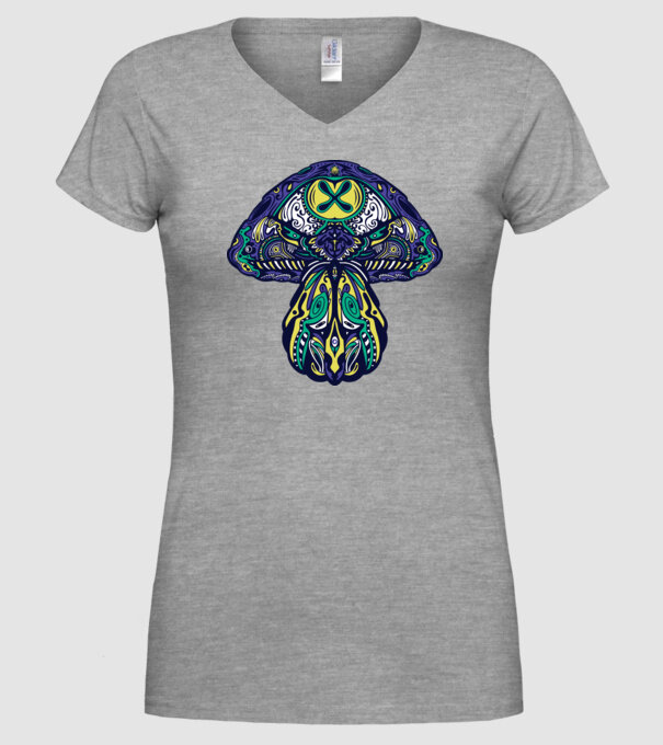 Ciupercă magică model gri pe tricou
