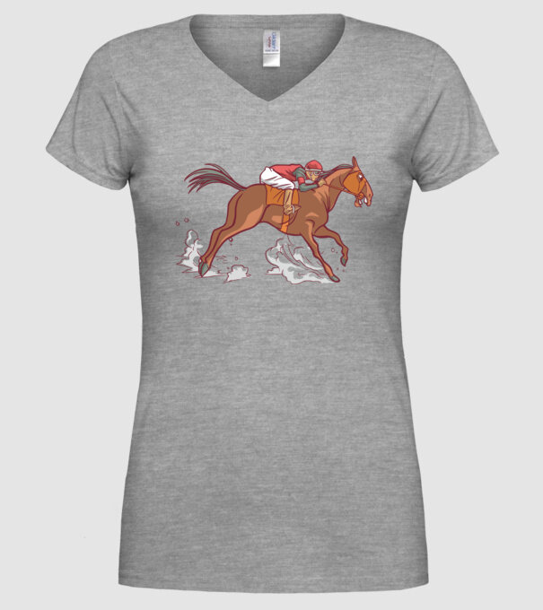 Cal de cursă Călăreț model gri pe tricou