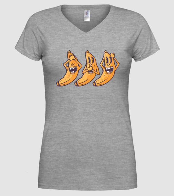Banane amuzante - Nu vede, nu vorbește, nu aude model gri pe tricou