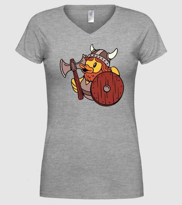 Rățușcă de cauciuc Viking model gri pe tricou