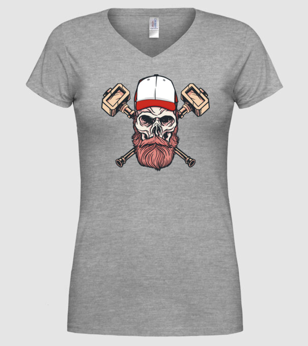 Craniu Viking model gri pe tricou
