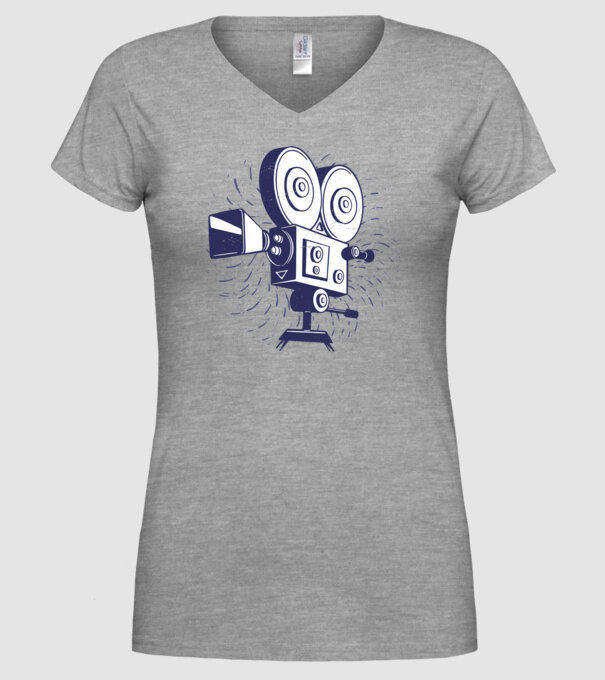 Camera video retro Vintage model gri pe tricou
