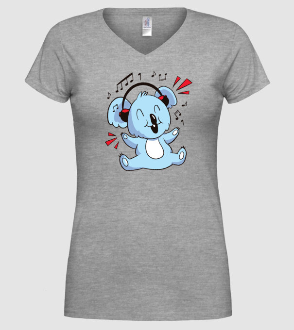 Koala iubitor de muzică model gri pe tricou