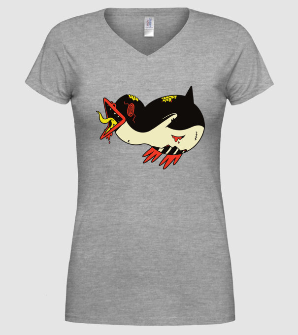 Pinguin Zombie model gri pe tricou