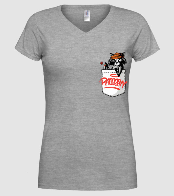 Raton de buzunar model gri pe tricou