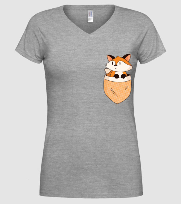 Vulpe de buzunar model gri pe tricou
