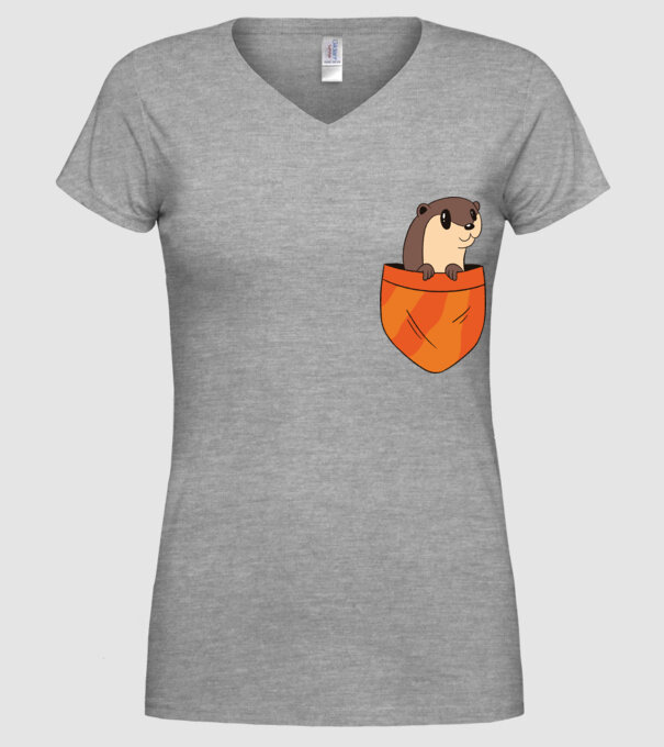 Vidra de buzunar model gri pe tricou