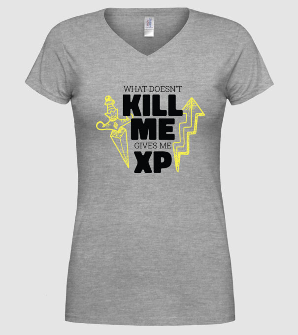 Ceea ce nu te omoară îți dă XP model gri pe tricou