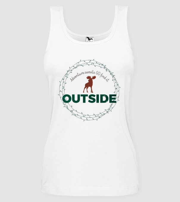 Adventure awaits model alb pe tricou